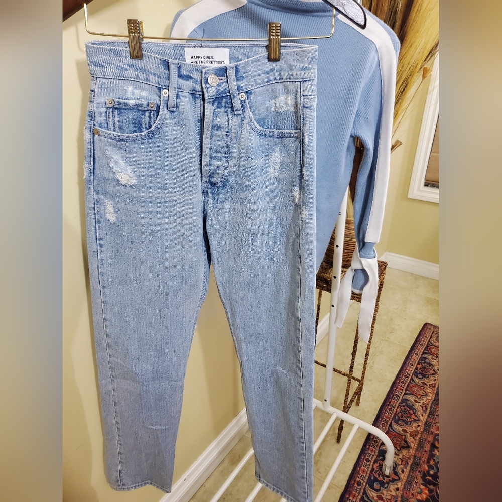LES BASICS Straight Leg Medium Blue Jeans Sz. 25
